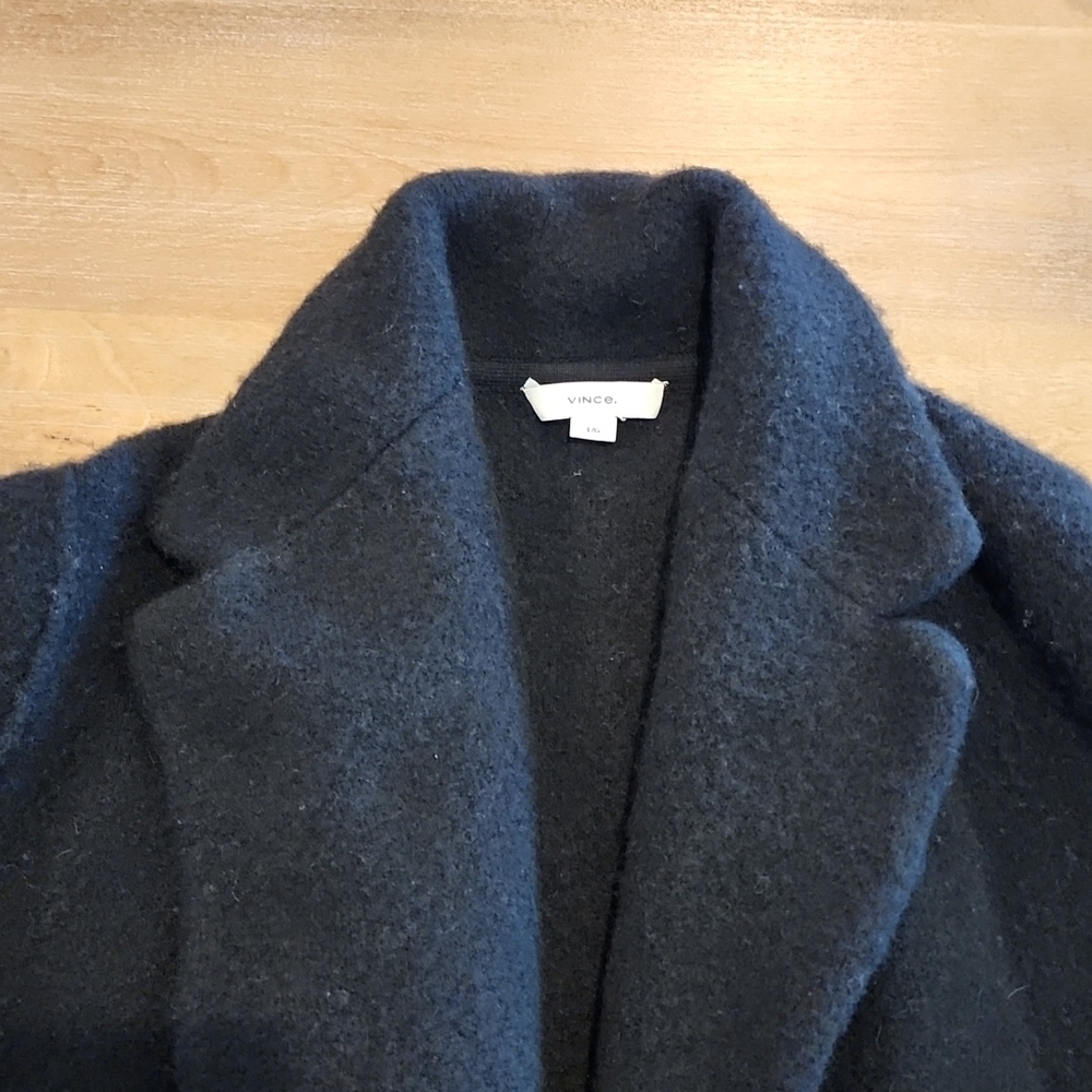 VINCE Oversized Sweater Knit Blazer Merino Wool Alpaca Black Open Front Large - Picture 11 of 16